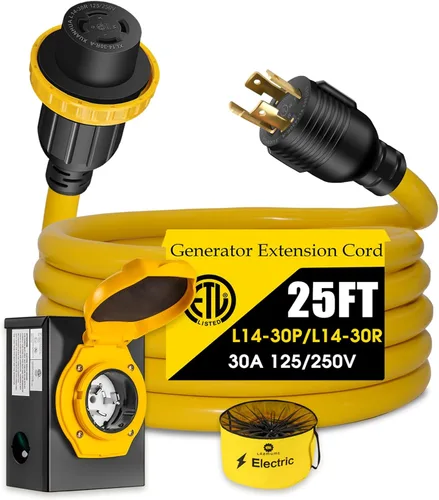 Vista 10 de Cable generador de 50 amperios con caja de entrada de alimentación preperforada, cable de extensión de generador de alta resistencia real STW