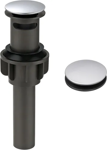 Vista 14 de ARCORA - Drenaje de lavabo con desbordamiento, tapón de lavabo de baño con varilla de elevación, drenaje mate negro para lavabo de recipiente