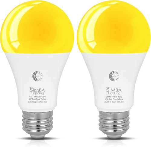 Vista 12 de Simba Lighting LED A19 Dusk to Dawn 6W 120V Outdoor Bulbs E26 2700K, 2 Pack With Photocell Sensor Smart Auto On and Off, 40W Replacement for