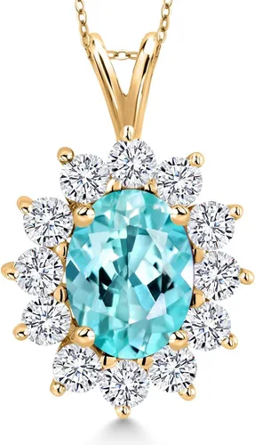 Vista 98 de Gem Stone King Collar con piedra natal ovalada de plata chapada en oro amarillo de 18 quilates, ovalado de 0.315 x 0.236 in, collares con colgante