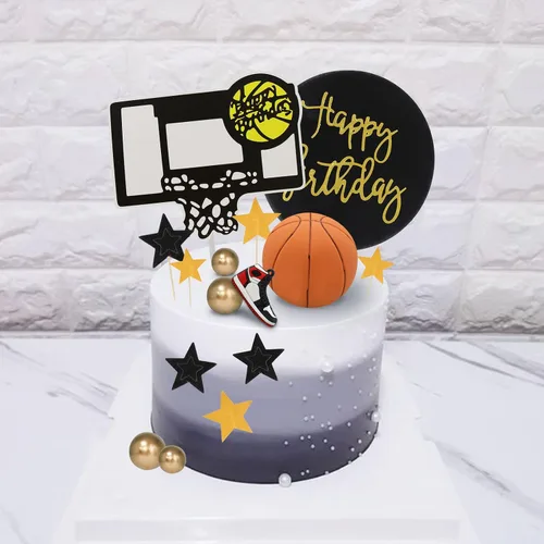 Vista 6 de Adornos para Tarta de Baloncesto 21 piezas, Adornos Temáticos de Baloncesto para Deportes, NBA, March Madness, Jordan, Suministros para Fiestas