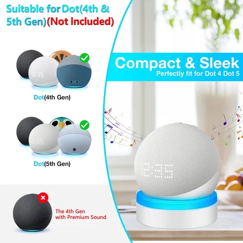 Vista 2 de Dot - Soporte de mesa de 4ª generación, soporte de escritorio ZUOLACO para punto de 4ª generación, soporte base con guía de luz, accesorios
