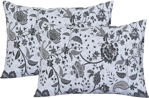Vista 25 de Feather & Stitch - Fundas de almohada 100% algodón de 2 piezas tamaño Queen, 300TC fundas de almohada ultra suaves con cierre de sobre, resistentes
