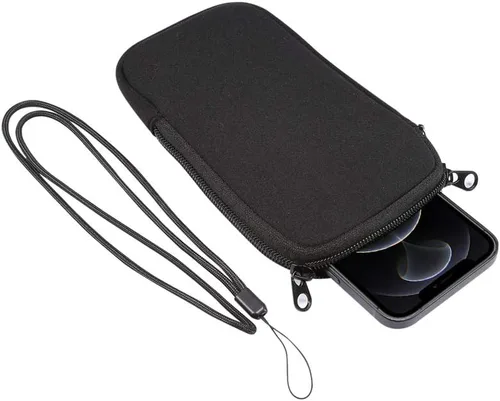 Vista 6 de Funda pequeña de neopreno para teléfono celular, a prueba de golpes, con correa para el cuello para iPhone 13 Mini, 12 Mini, 11 Pro, XS, X, 8, SE