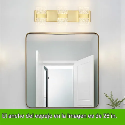 Vista 2 de Lámpara de Tocador para Baño, Moderna Lámpara LED de Tocador Dorado Cepillado, Aplique de Pared LED Regulable de 19W para Baño, Dormitorio, Perfecta