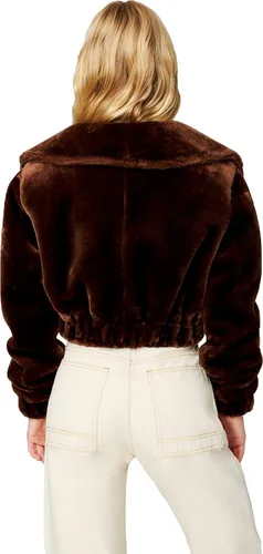 Vista 3 de BLANKNYC Ropa de lujo para mujer, chaqueta de bombardero recortada de piel sintética, abrigo cómodo y elegante