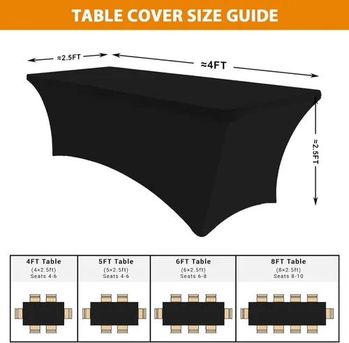 Vista 4 de Eurmax USA - Manteles rectangulares ajustables de elastano de 4 pies, mantel elástico para bodas, eventos o para decorar la mesa del patio