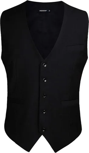 Vista 5 de HISDERN Chaleco de traje para hombre con 3 bolsillos para traje o esmoquin