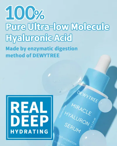 Vista 4 de DEWYTREE Miracle Hyaluron Serum Suero de ácido hialurónico para la cara Hidratante facial, reparación de barrera cutánea, minimizador de poros