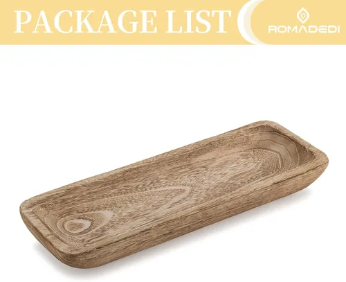 Vista 14 de Cuencos decorativos Romadedi para la decoración del hogar, cuenco de masa de madera para decoración, cuenco grande de madera de 16" para centros