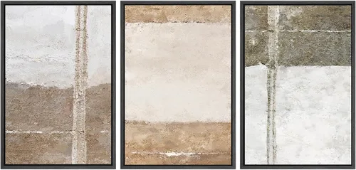 Vista 297 de SIGNWIN Lienzo enmarcado para pared, juego de arte neutro de bosque brumoso, ilustraciones en tono tierra, arte moderno, decorativo, bohemio