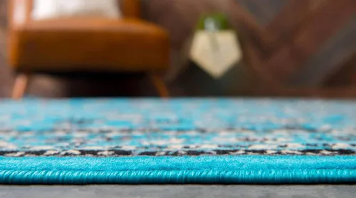 Vista 4 de Unique Loom de la colección Sialk Hill - Alfombra de área, Washington (9' 10" x 13' 1" Rectangular Turquesa/Negro)