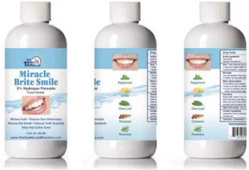 Vista 2 de Miracle Brite Smile - Enjuague bucal esencial de oxígeno para dientes más blancos, aliento más fresco y encías más saludables, menta, 12 onzas