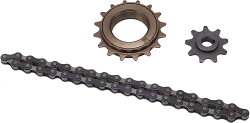 Vista 6 de SUNGOOYUE Kit de rueda libre de acero, rueda libre de 16 dientes, piñón de 9 dientes, juego de cadena de 38 secciones, kit de rueda libre de plato