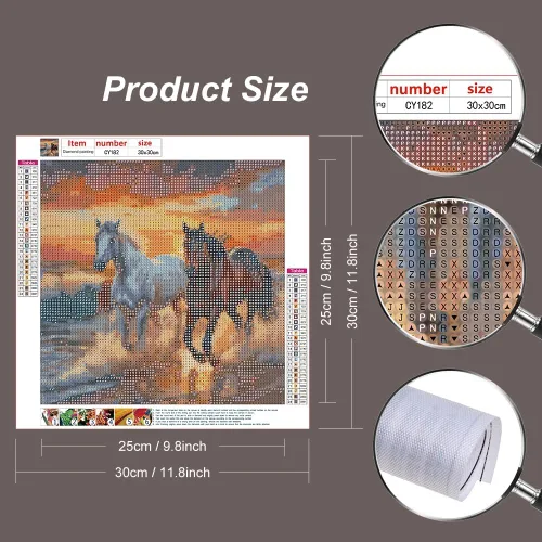 Vista 2 de Stalente Kits de pintura de diamantes para adultos, caballos 5D, kit de arte de diamantes para principiantes, pintura de diamante redonda