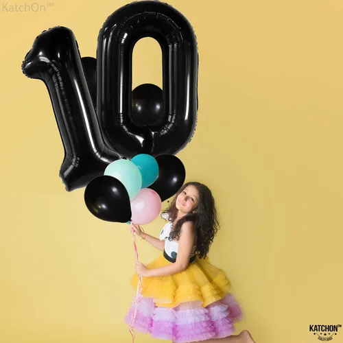 Vista 6 de KatchOn Globo negro del número 10 de 40 pulgadas para decoraciones