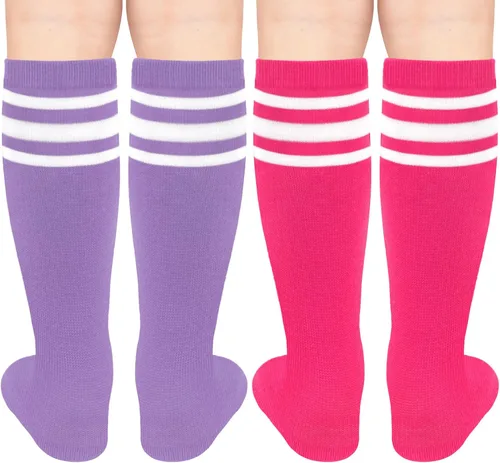 Vista 5 de Calcetines de fútbol para niños, calcetines de fútbol para niñas, calcetines de fútbol para niños, calcetines de tubo con rayas para niños pequeños