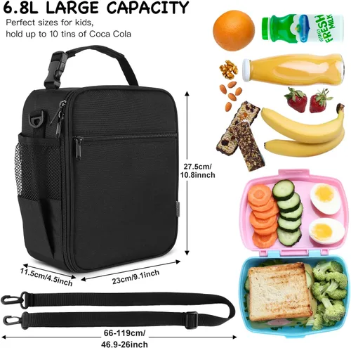 Vista 2 de Bolsa de almuerzo aislada para niños, bolsas de picnic térmicas con correa ajustable para adultos, niños, mujeres, hombres, niños y niñas
