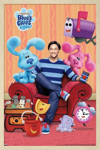 Vista 12 de Nickelodeon Blue's Clues - Póster de pared grupal, 22.4 pulgadas de largo x 14.7 pulgadas de ancho, versión enmarcada de madera de granero