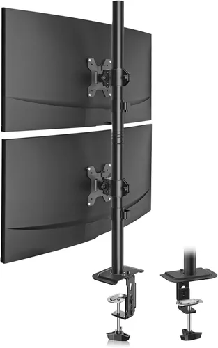 Vista 17 de Suptek Soporte de escritorio triple para monitor LED LCD, soporte resistente totalmente ajustable para 3 / tres pantallas de hasta 27 pulgadas