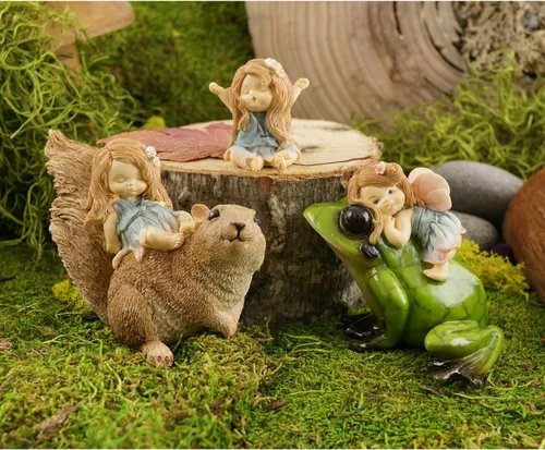 Vista 2 de Top Collection - Estatua miniatura para jardín de hadas y terrario Poco hada bostezando
