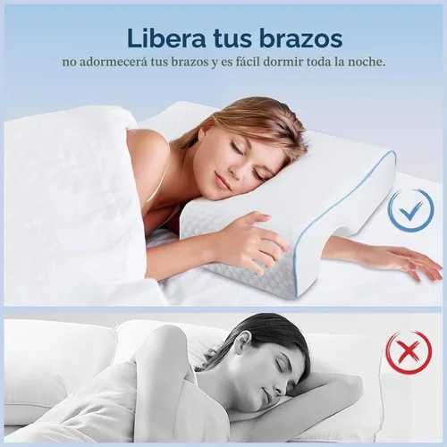 Vista 3 de Almohada de espuma viscoelástica arqueada para adultos con orificio para el brazo - Núcleo de espuma viscoelástica 3D arqueada, almohada de rebote