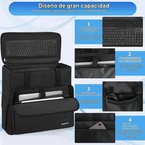 Vista 3 de AKOZLIN Estuche de Chasis de Torre de Computadora de Juegos de Escritorio PC Estuche de Transporte Bolsa de Almacenamiento de Viaje para Teclado
