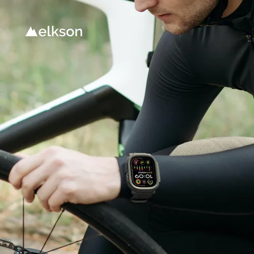 Vista 9 de elkson Funda con banda para Apple Watch Ultra de 49mm 3/2/1 con protector de pantalla de vidrio templado, Serie Quattro Pro resistente para correa