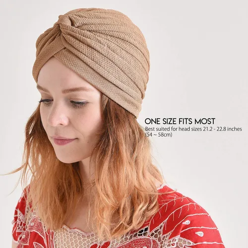 Vista 8 de CHARM Turbante de moda para mujer, diseño bohemio para fiesta india