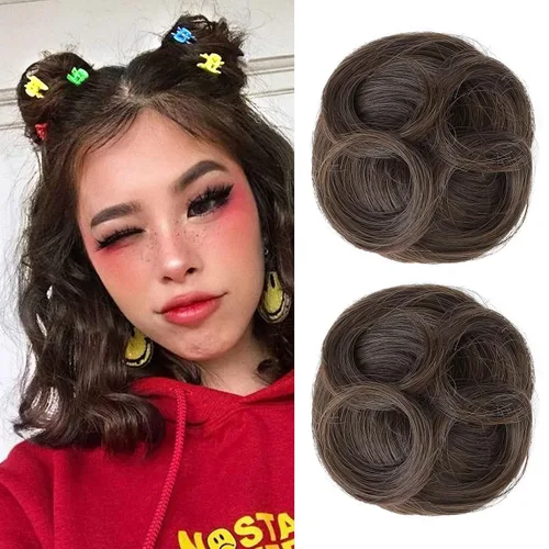 Vista 9 de REECHO Space Bun Hair Pieces, 2 piezas de mini clips de garra en moños desordenados y orejas de gato, extensiones de moño de cabello falso HB001