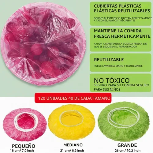 Vista 2 de Boao 120 piezas reutilizables elásticas para almacenar cuencos de alimentos