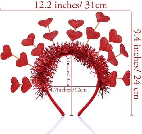 Vista 6 de Olbye Diadema para el día de San Valentín, diadema de corazón rojo, para fiestas, día de San Valentín, accesorios para el cabello para mujeres
