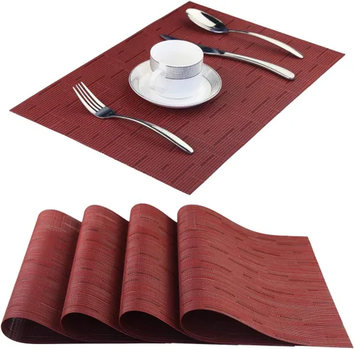 Vista 56 de Manteles individuales de vinilo resistentes al calor, lavables, fáciles de limpiar, manteles individuales de plástico para cocina, mesa de comedor