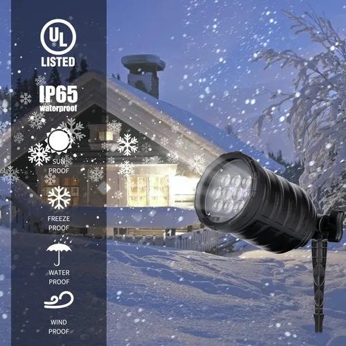 Vista 2 de Luces de proyección de copo de nieve de Navidad - Luces LED de espectáculo de nevada para exteriores, impermeables, decoración de paisaje para Negro
