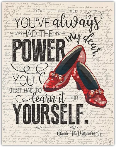Vista 11 de Glinda The Wizard of O-Z You've Always Had the Power Inspirational Quote 11x14 Framed Wall Art Ready to Hang Ruby Slippers Literary Fantasy Decor