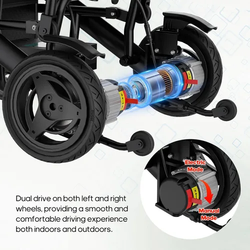 Vista 3 de Silla de ruedas eléctrica ligera de 43 libras para adultos, silla de ruedas motorizada plegable para personas mayores, portátil, todo terreno, 15