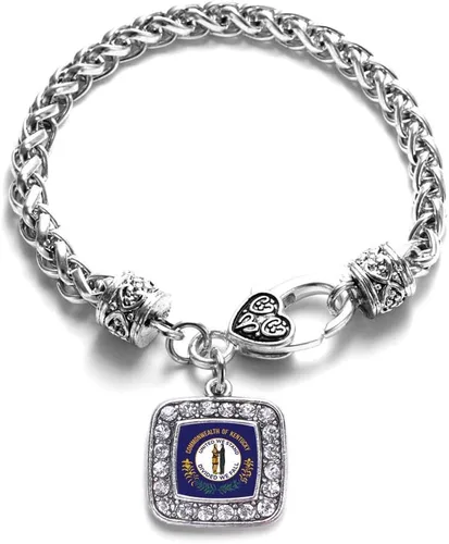 Vista 70 de Pulsera de dijes cuadrados de plata con joyería de circonita cúbica