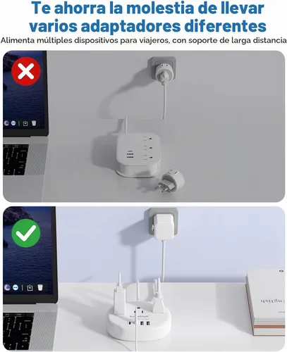 Vista 5 de Adaptador de enchufe multipaís, adaptador de corriente internacional de 3
