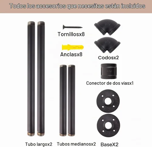 Vista 7 de Perchero de ropa montado en la pared de 36" con tubo industrial, organizador de ropa negro de hierro resistente que ahorra espacio, barra