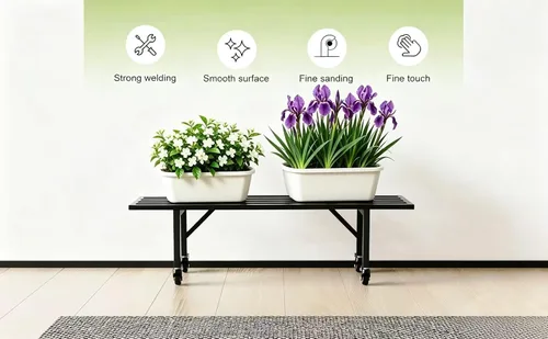 Vista 7 de Zhongma Soporte de metal para plantas de un nivel con ruedas, (35.43 pulgadas de largo x 8.66 pulgadas de ancho x 10.3 pulgadas de alto) soporte