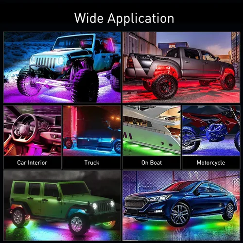 Vista 4 de Nilight 6 Piezas Tiras de Luces de Neón de Acento para Bajos del Automóvil 300 LEDs Multicolor RGB-IC DIY Función Activa de Sonido Modo Música