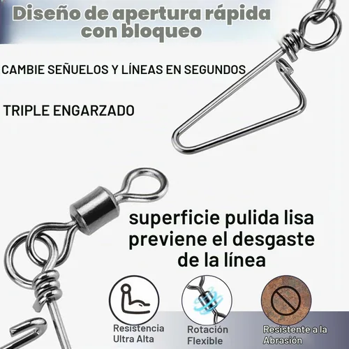 Vista 3 de 150 piezas de pesca a presión giratorio barril giratorio con cierre de costa a presión giratorio inoxidable resistente a la corrosión accesorios