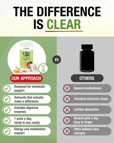 Vista 5 de NaturalSlim Vitaminas metabólicas, multivitamínico para mujeres y hombres, apoya la energía, el metabolismo y la absorción de nutrientes con enzimas