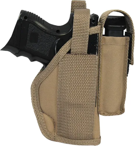 Vista 7 de Funda Barsony Desert Sand OWB con bolsa para cargador para pistolas compactas subcompactas de 0.354 in .40 .45