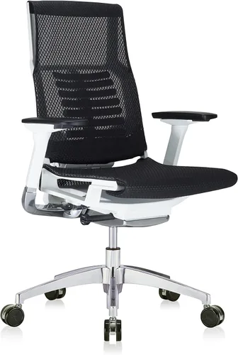 Vista 3 de POwerFIT Exec Silla Negro MESH ASIENTO Y Respaldo-Marco Blanco