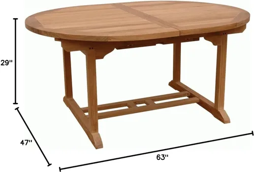 Vista 2 de Anderson Teak Muebles de jardín de césped para patio, mesa ovalada de 87 pulgadas, madera extra gruesa