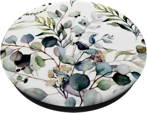 Vista 2 de Eucalipto verde flor hojas flores ramas florales PopSockets intercambiables PopGrip