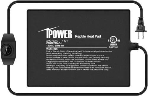 Vista 13 de iPower Almohadilla de Calor para Reptiles de 6 x 8 Pulgadas, 8 W, Calentador de Terrario Debajo del Tanque, Alfombrilla Calefactora para Tortuga