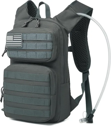 Vista 10 de wotony Mochila de hidratación con vejiga de agua para senderismo, paquete de hidratación táctica para hombres y mujeres, mochila de agua Molle