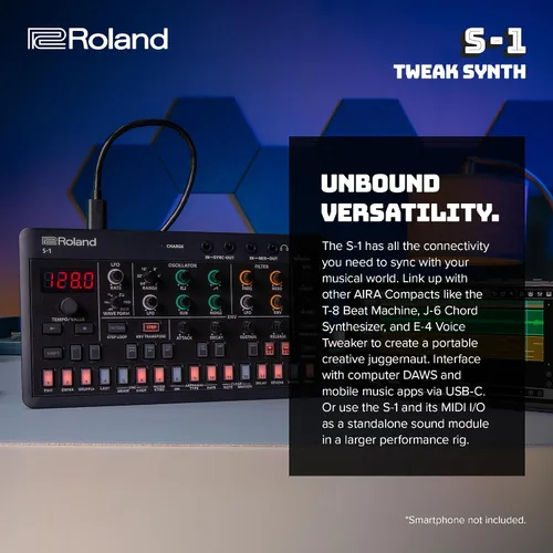 Vista 12 de Roland AIRA Compact S-1 Tweak Synth Micro polisintetizador ultraportátil con herramientas avanzadas Control de sonido D-Motion